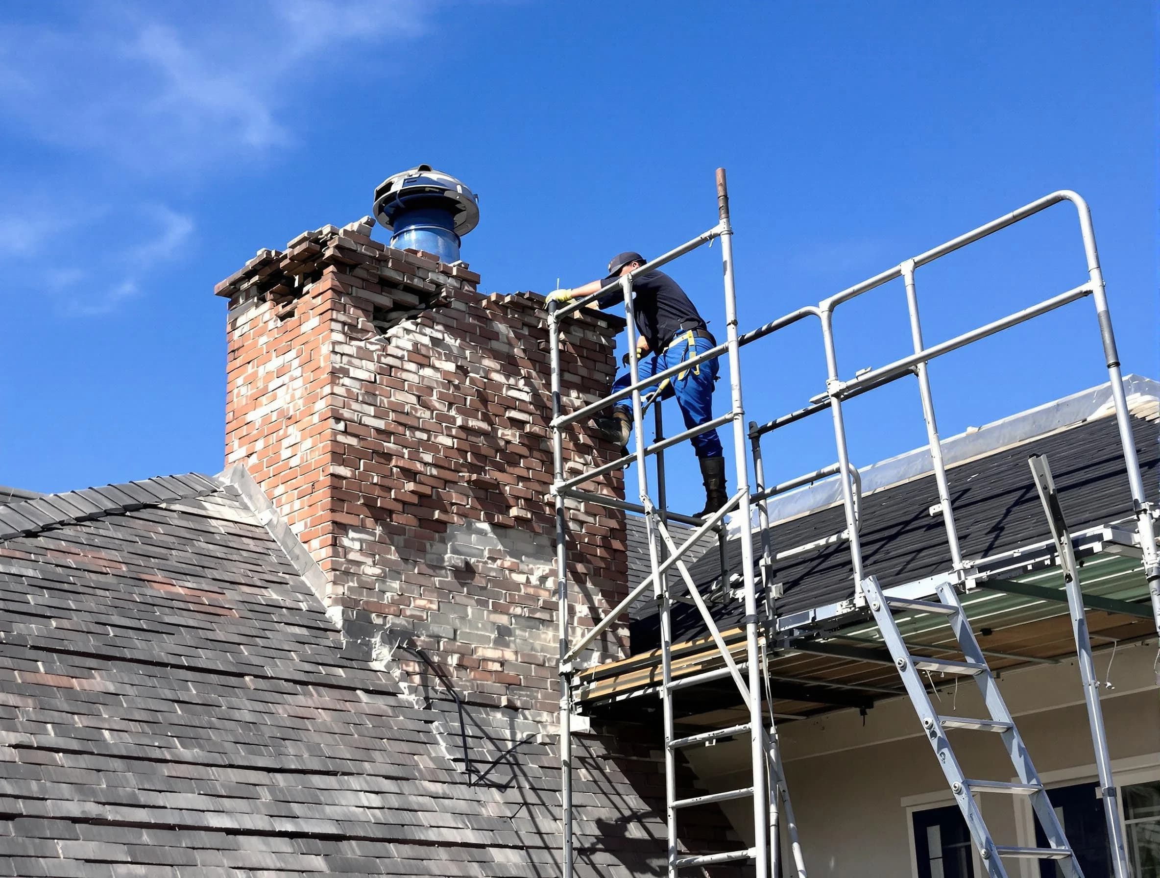 Rebuilding a chimney structure by Cherry Creek Chimney Sweep in Cherry Creek, CO