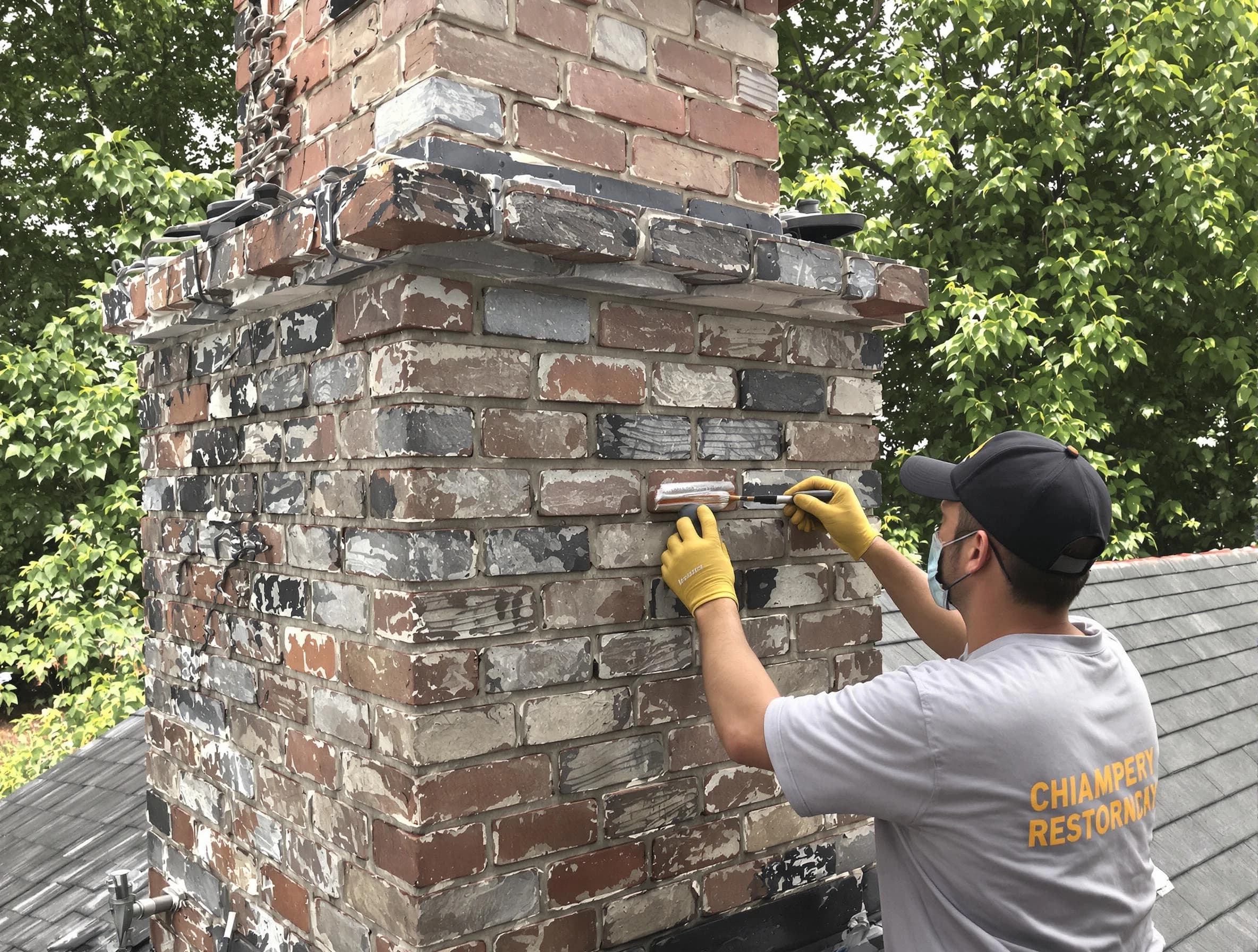In-progress chimney restoration by Cherry Creek Chimney Sweep in Cherry Creek, CO