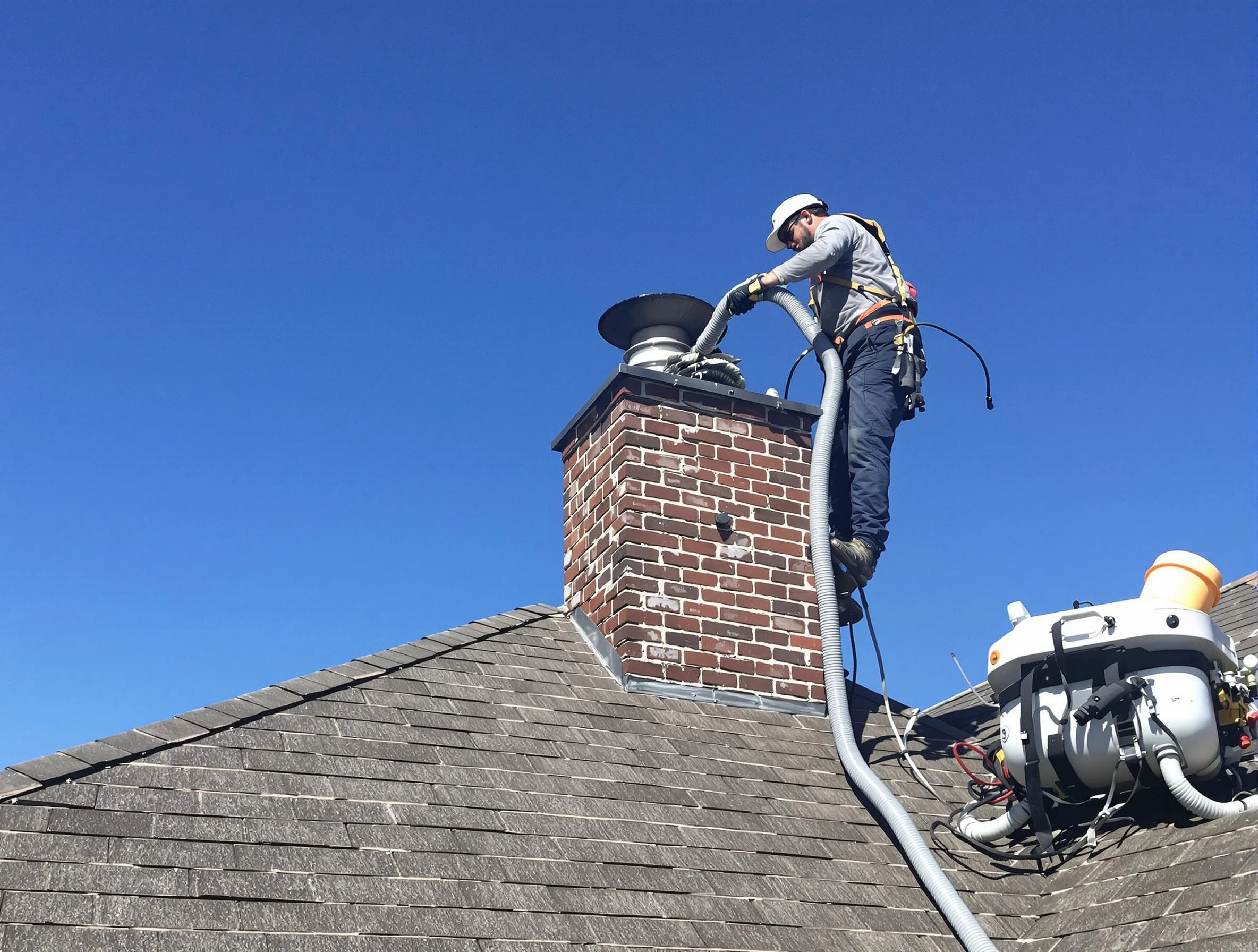 Dedicated Cherry Creek Chimney Sweep team member cleaning a chimney in Cherry Creek, CO