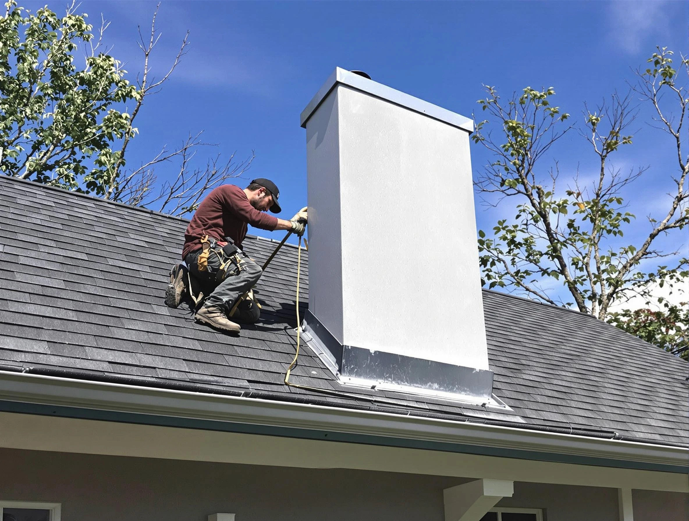 Cherry Creek Chimney Sweep team member finishing chimney construction in Cherry Creek, CO