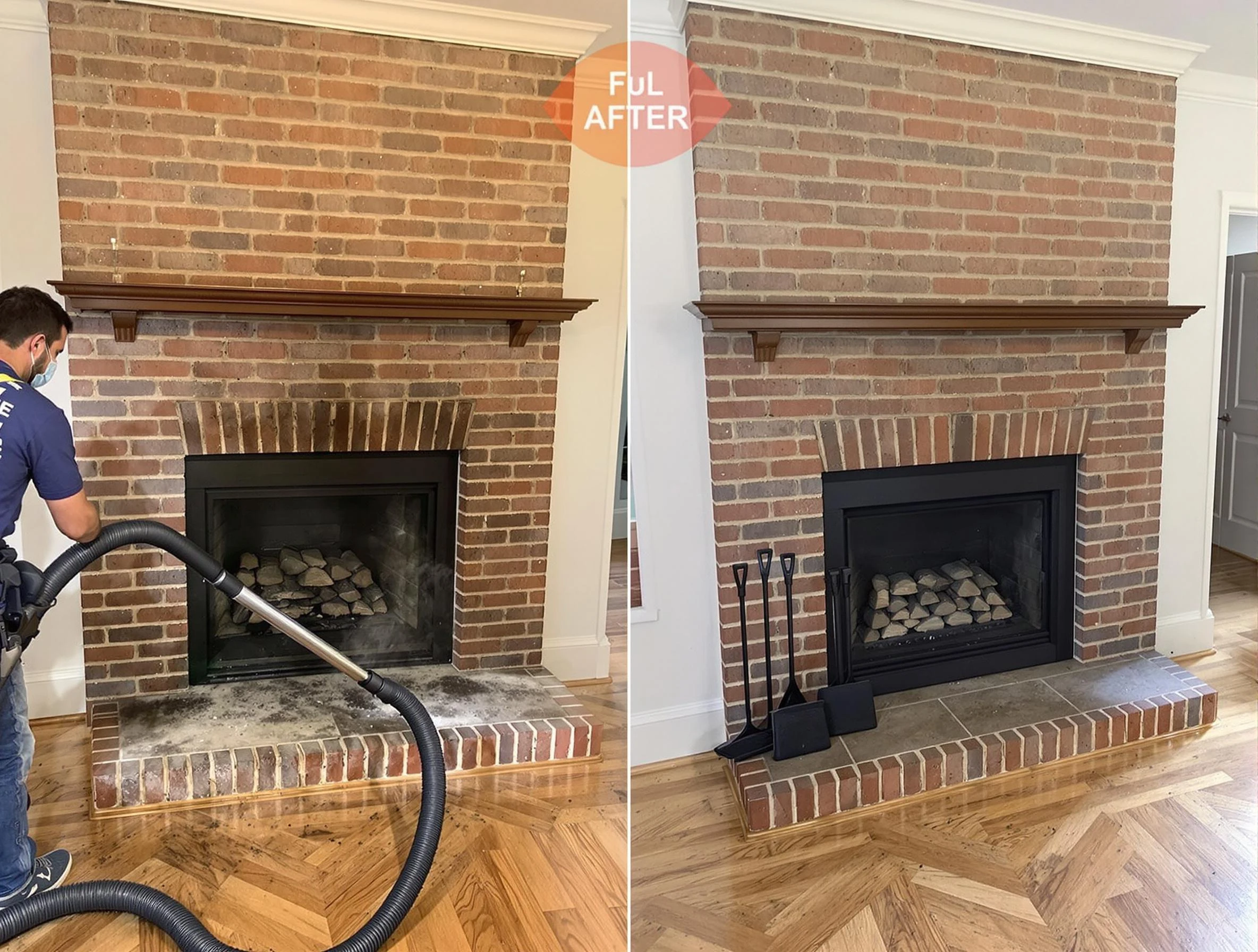 Cherry Creek Chimney Sweep carefully sanitizing a fireplace in Cherry Creek, CO